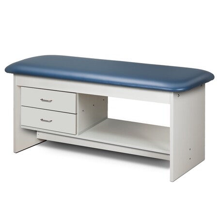 Clinton Flat TX Table w/ Shelf & Two DWRS, Laminate Gray, Burgundy 9313-27-1GR-3BG
